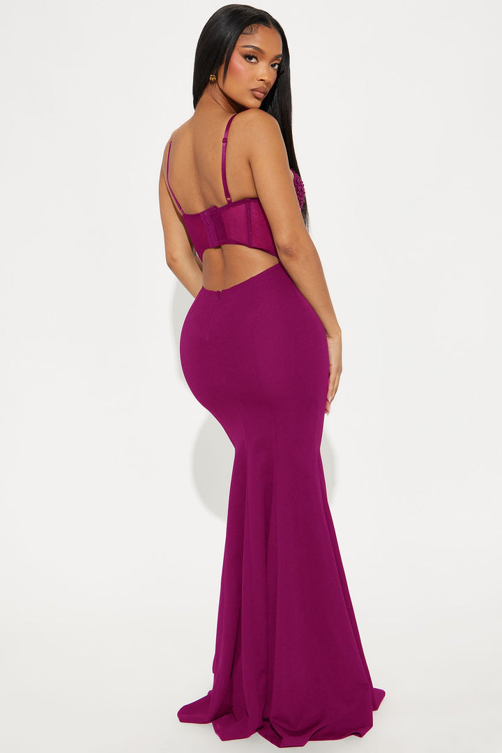 Bella Embellished Gown - Magenta
