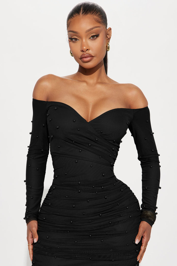 Adah Mesh Midi Dress - Black