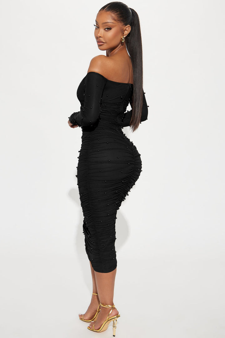 Adah Mesh Midi Dress - Black