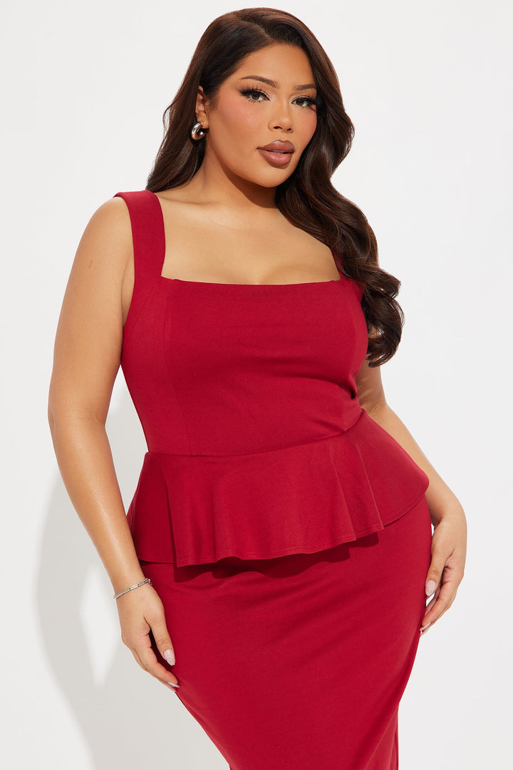 The Jenny Ponte Midi Dress - Red