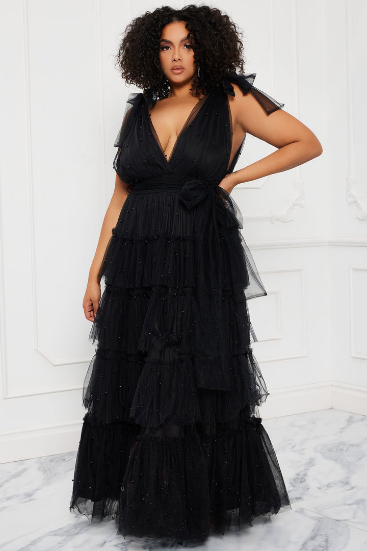 Nya Tulle Maxi Dress - Black