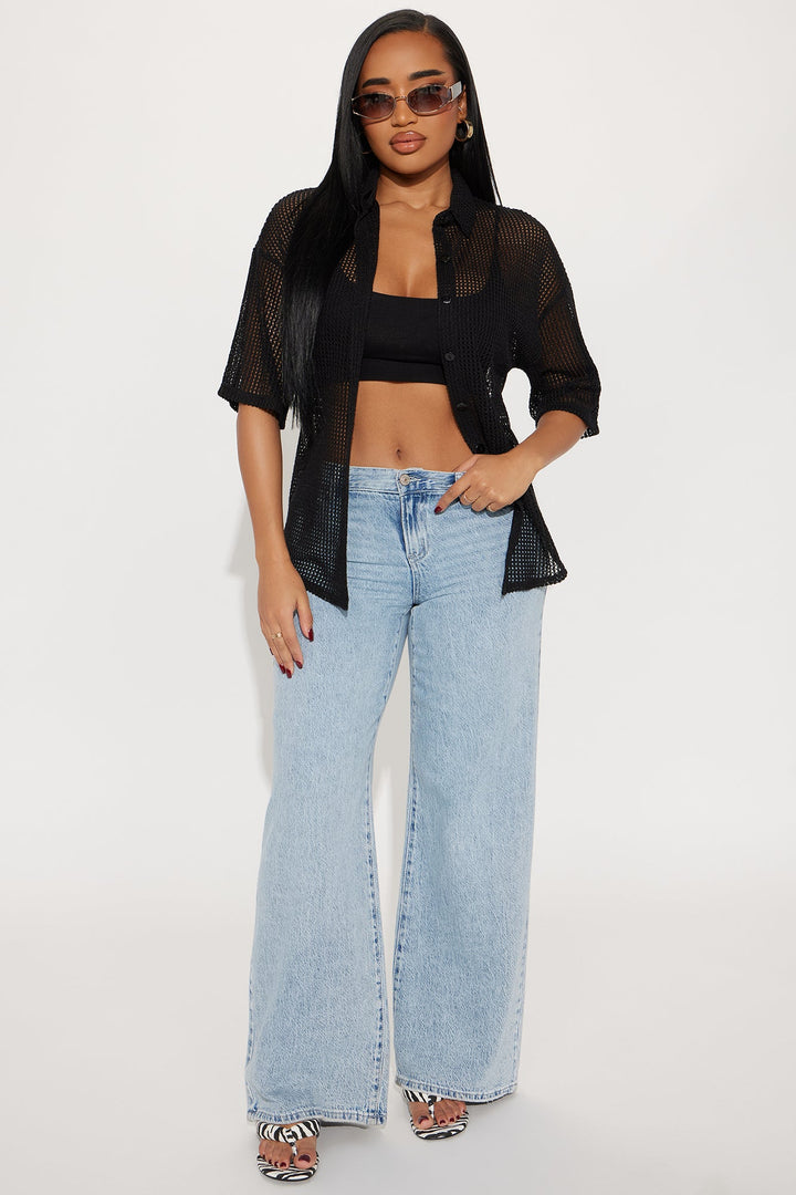 Bring The Sunshine Crochet Shirt - Black