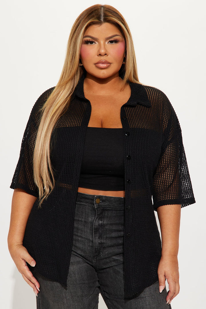 Bring The Sunshine Crochet Shirt - Black