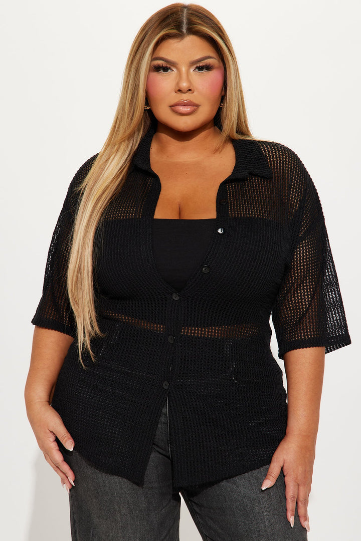 Bring The Sunshine Crochet Shirt - Black