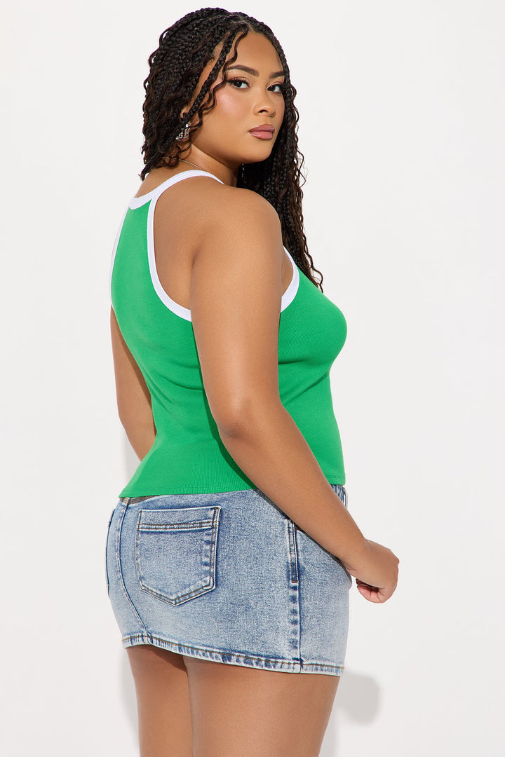 Miranda High Neck Tank - Green/combo
