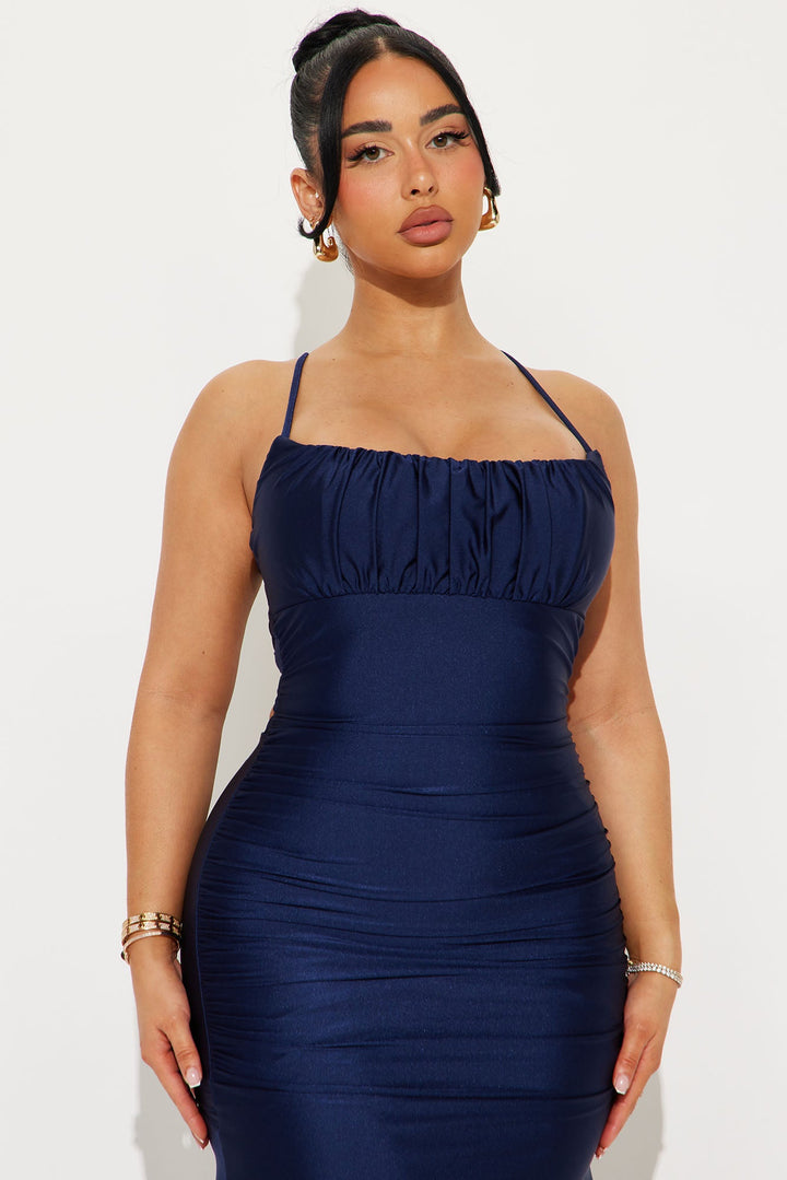 Samone Satin Gown - Navy
