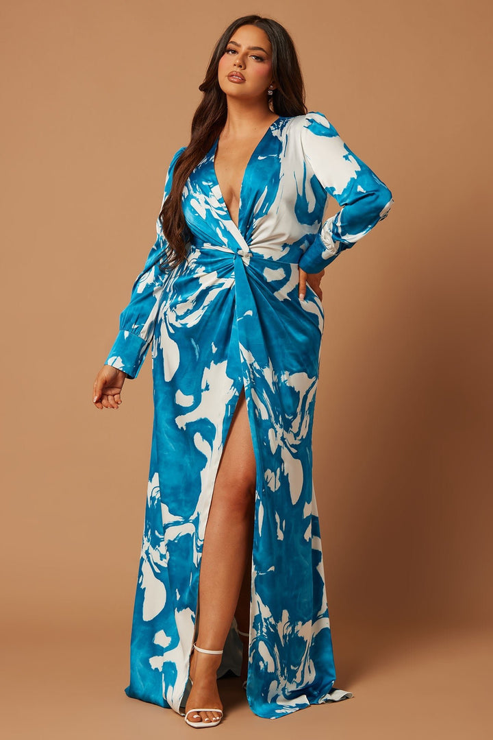 Melissa Satin Maxi Dress - Turquoise