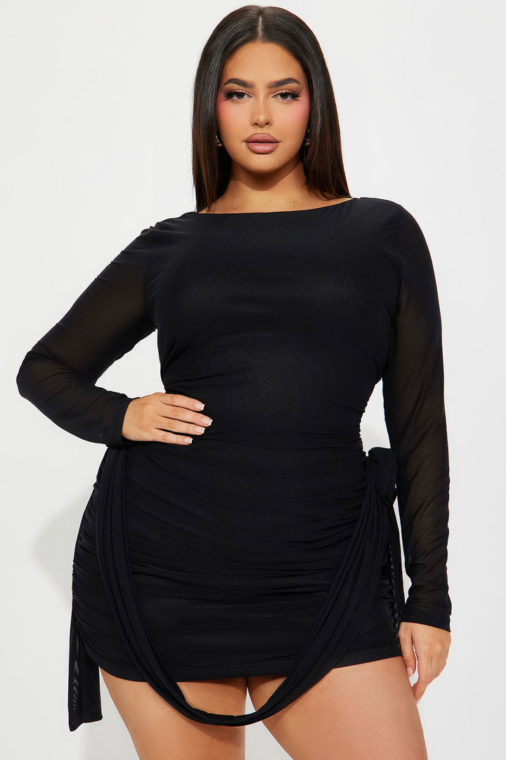 Adeline Mesh Mini Dress - Black