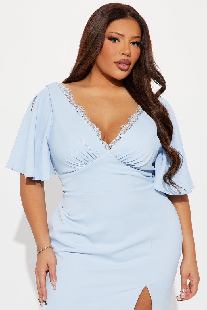 Abigail Satin Maxi Dress - Light Blue