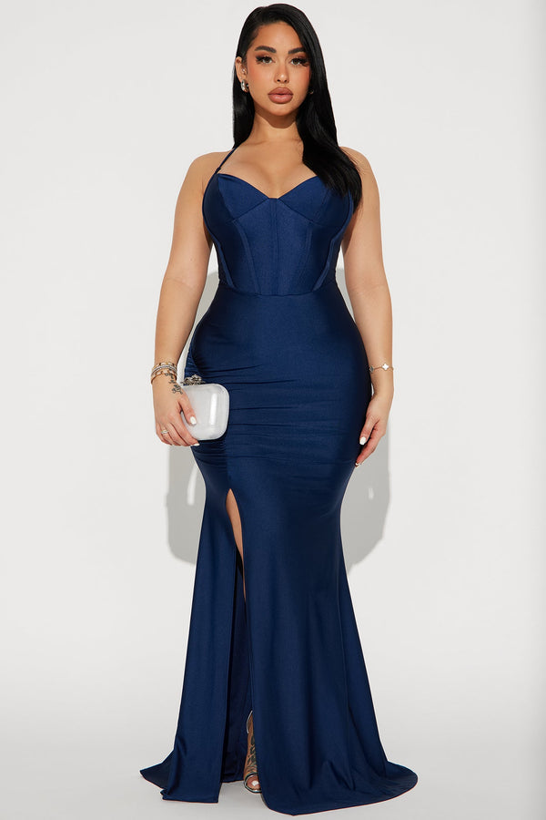 Angelina Corset Gown - Navy