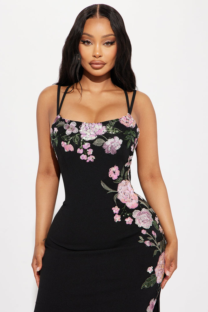 Feeling Pretty Floral Gown - Black/combo