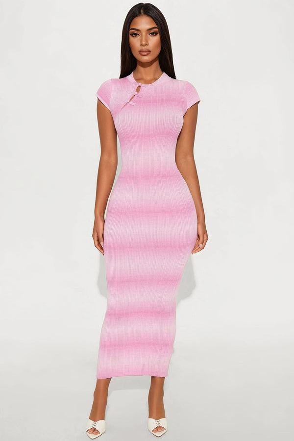 Isadora Sweater Maxi Dress - Pink/combo