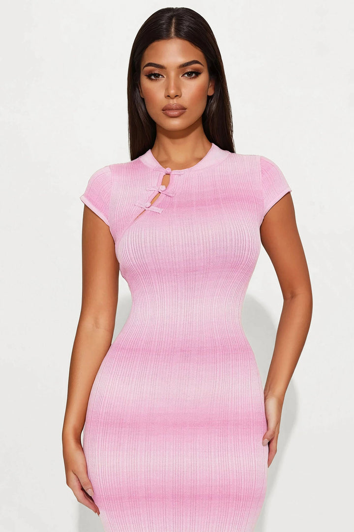 Isadora Sweater Maxi Dress - Pink/combo
