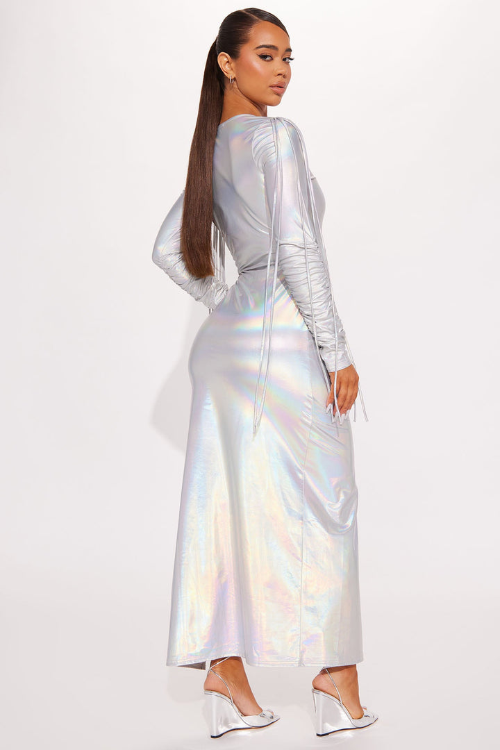 Feeling Electric Metallic Maxi Dress - Silver