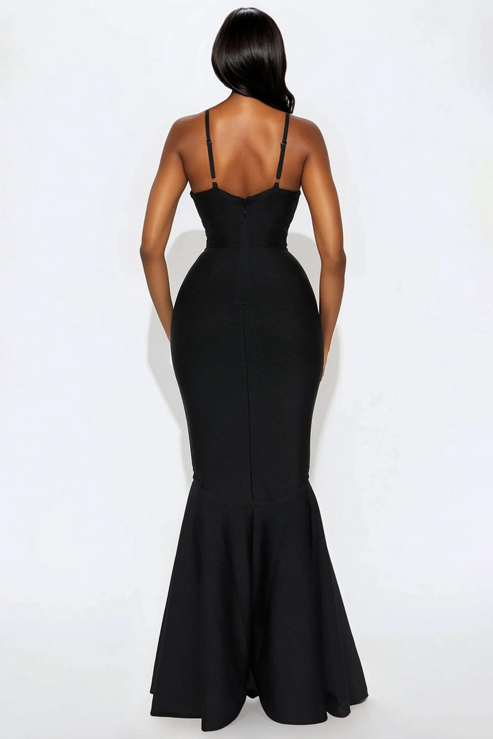 Monique Bandage Mermaid Maxi Dress - Black