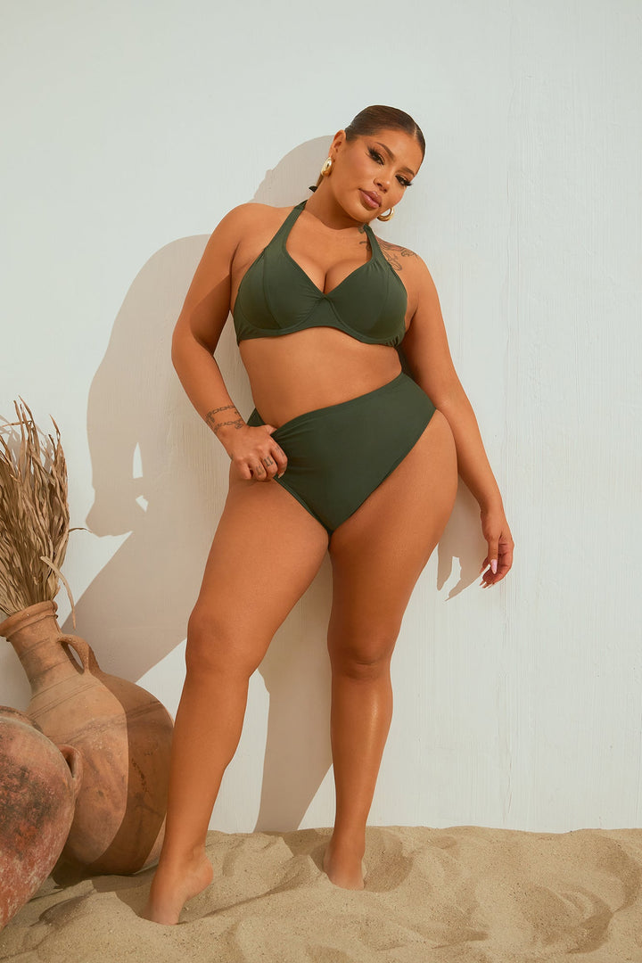 Maui Mix And Match High Cut Cheeky Bikini Bottom - Olive