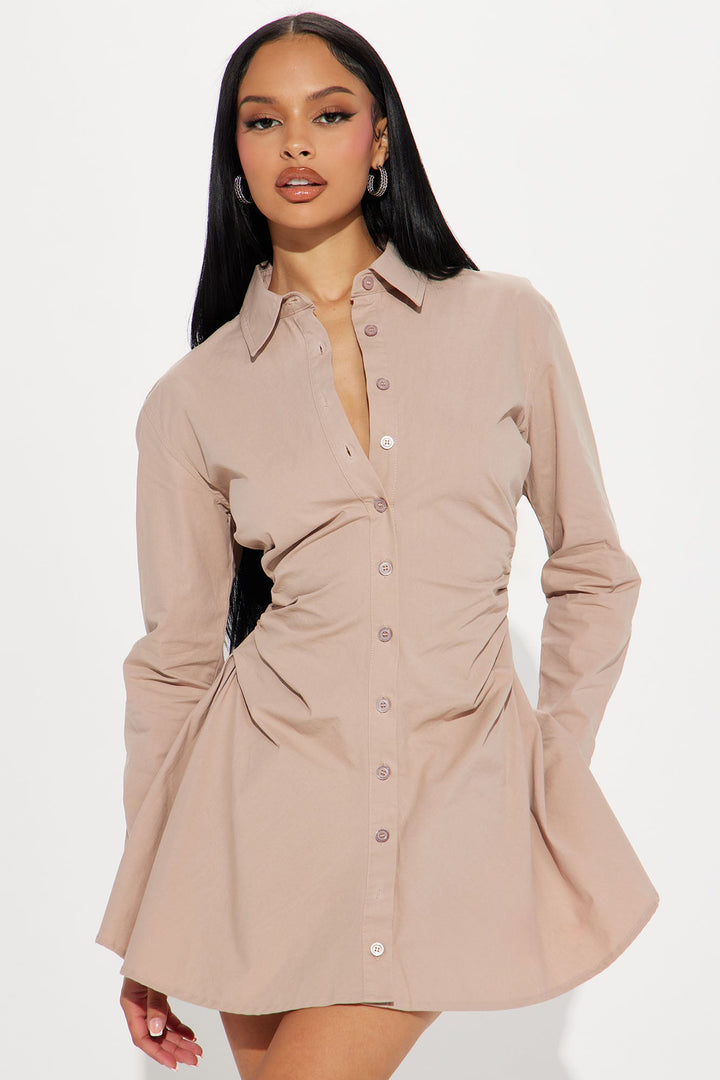 Friday Feels Shirt Dress - Mocha