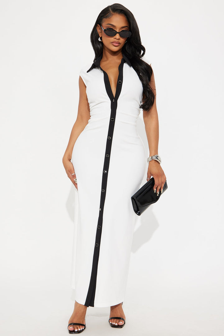 Stella Contrast Maxi Dress - White