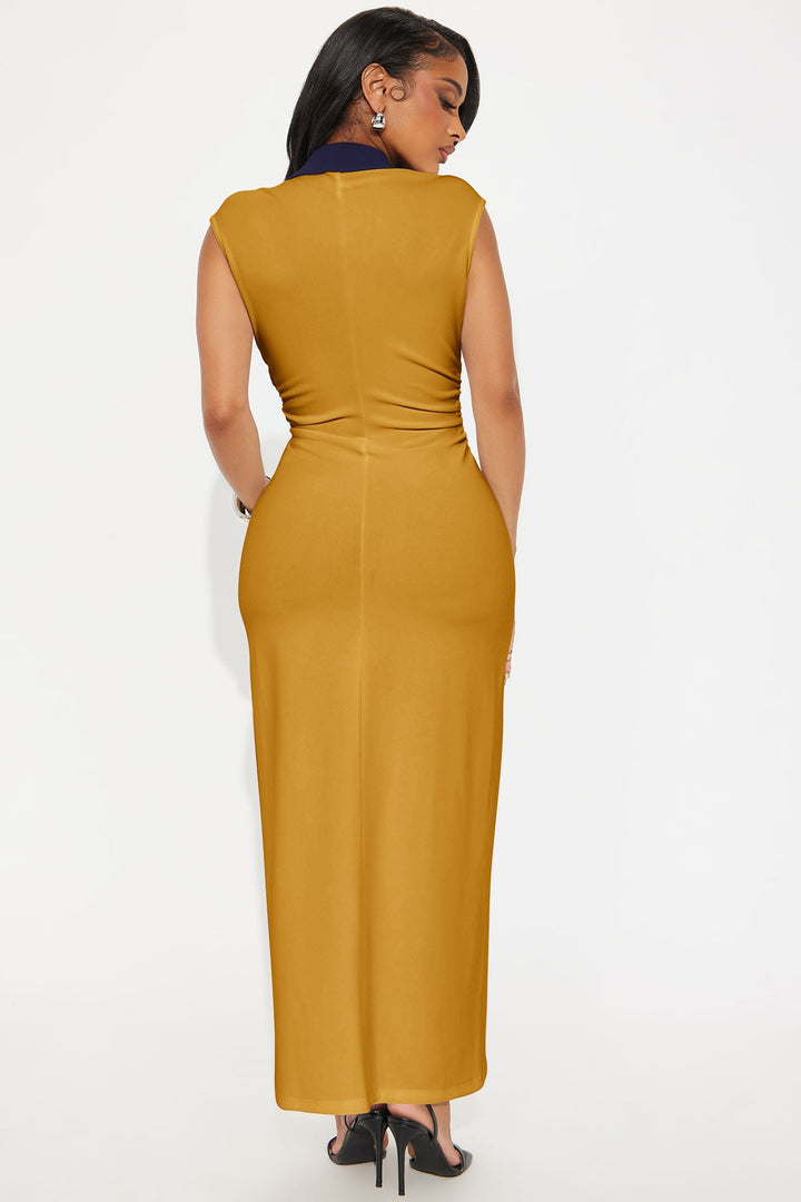 Stella Contrast Maxi Dress - Mustard