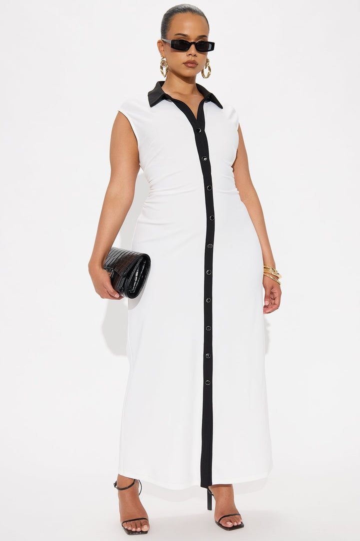 Stella Contrast Maxi Dress - White