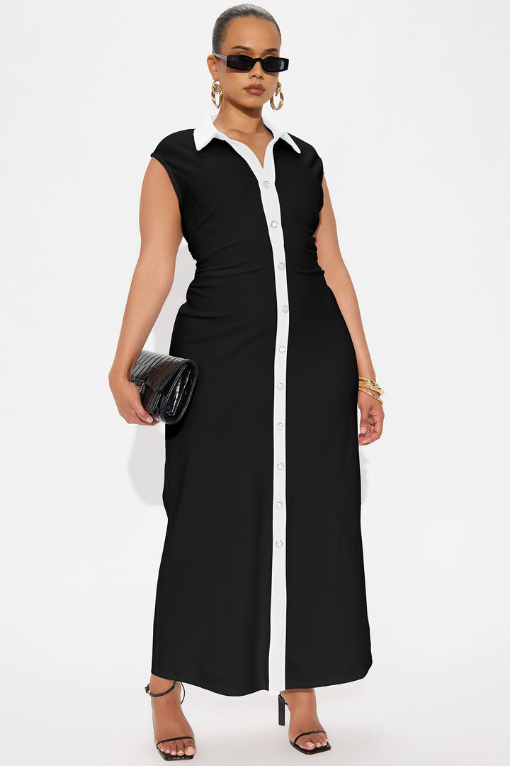 Stella Contrast Maxi Dress - Black
