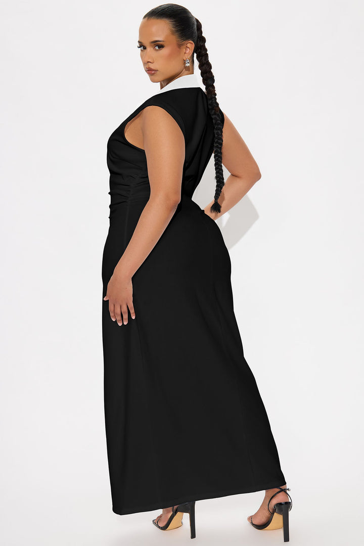 Stella Contrast Maxi Dress - Black