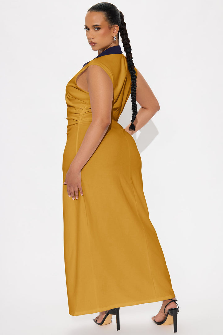 Stella Contrast Maxi Dress - Mustard