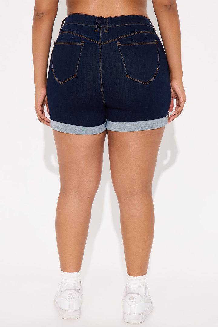 Alejandra High Rise Booty Lifter Denim Shorts - Dark Wash