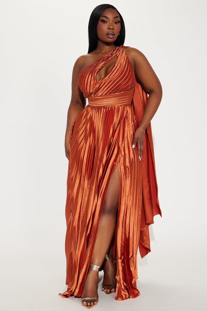 Unforgettable Night Satin Gown - Cognac