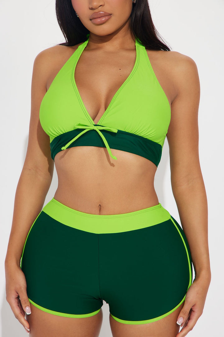 Carleta Boyshort 2 Piece Bikini - Green/combo