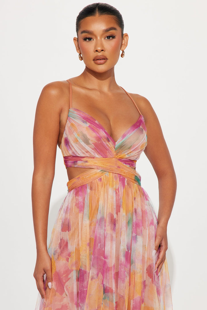 Painting Me Pretty Chiffon Gown - Orange/combo