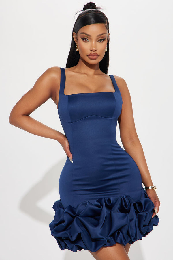 Tall Sienna Satin Mini Dress - Navy