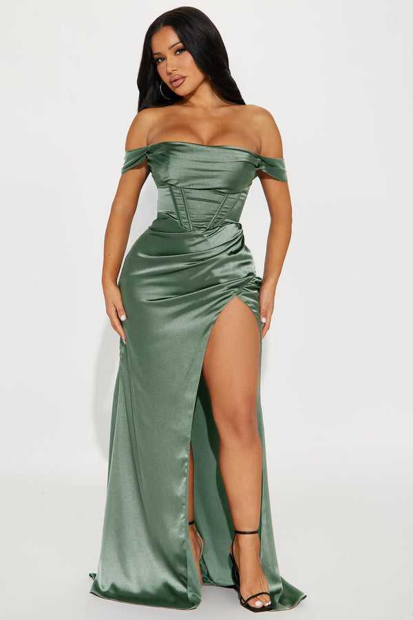 Andrea Corset Gown - Sage