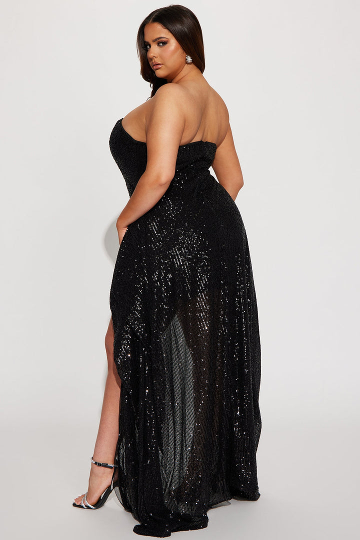 Carlie Sequin Gown - Black