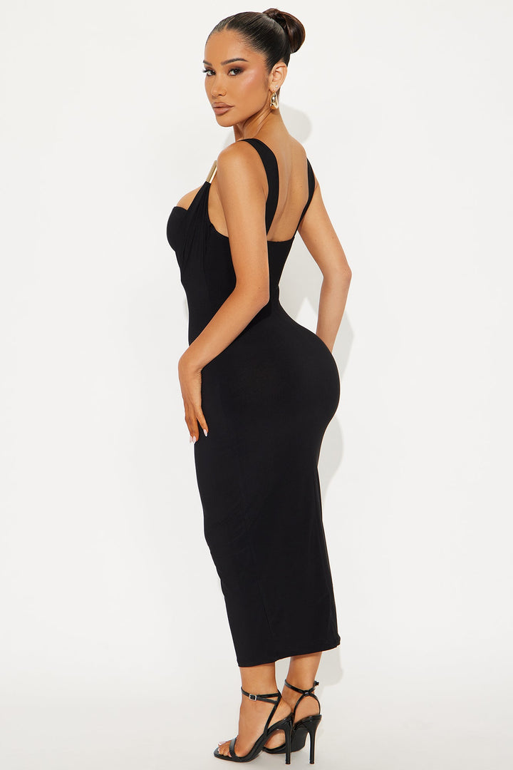 Alexa Cowl Neck Midi Dress - Black