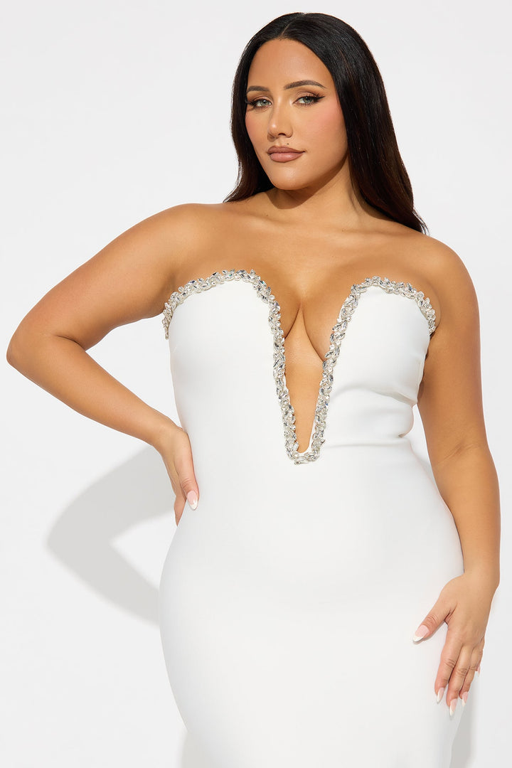 Sweetest Heart Embellished Midi Dress - White