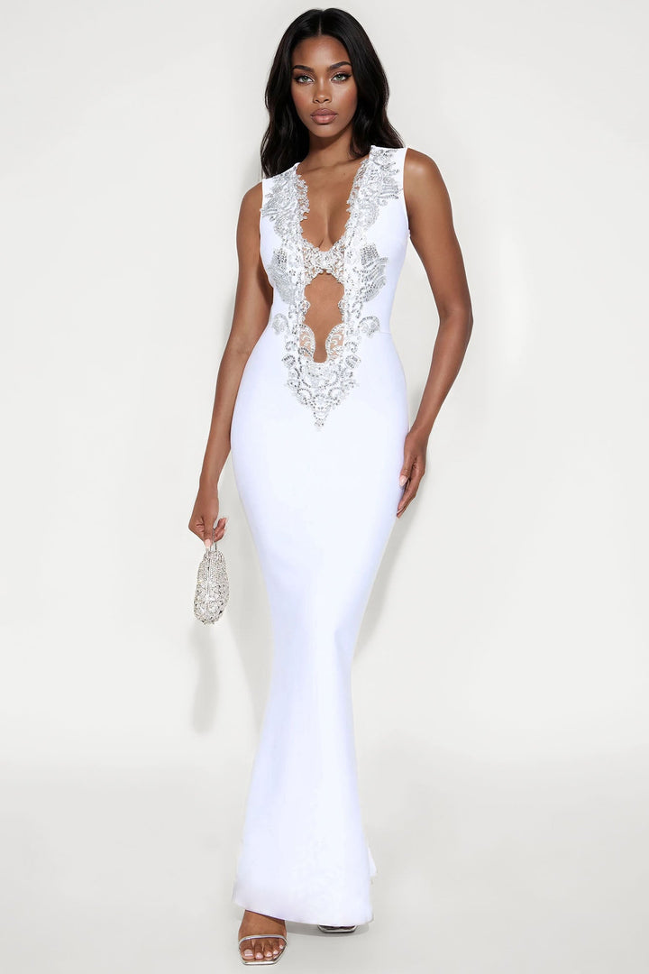 Roxanne Bandage Gown - White
