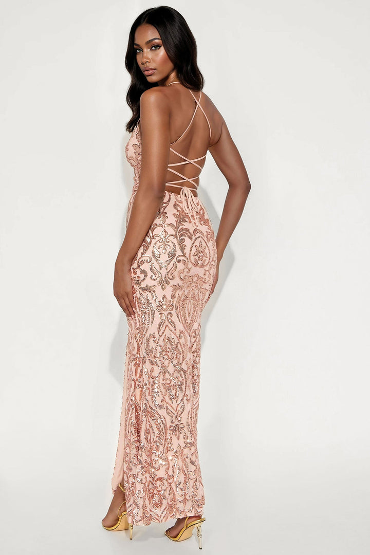 Enchanted Nights Embellished Gown - Gold