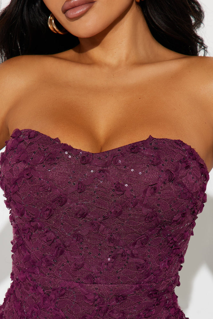 Carmen Floral Maxi Gown - Burgundy