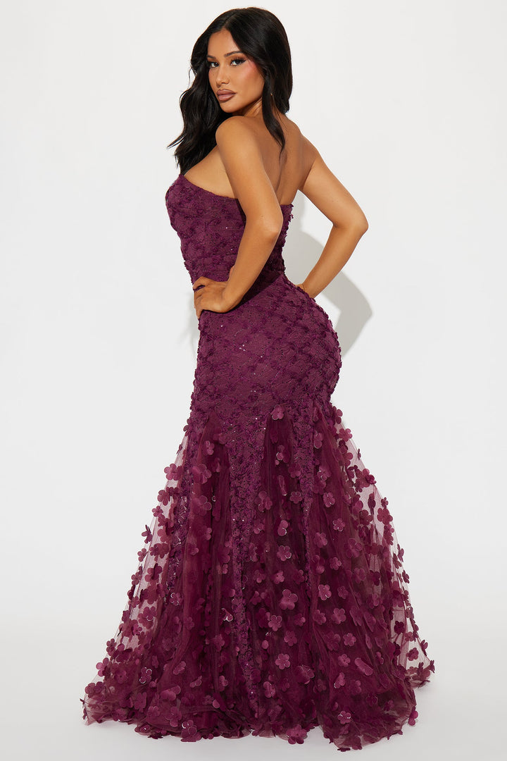Carmen Floral Maxi Gown - Burgundy