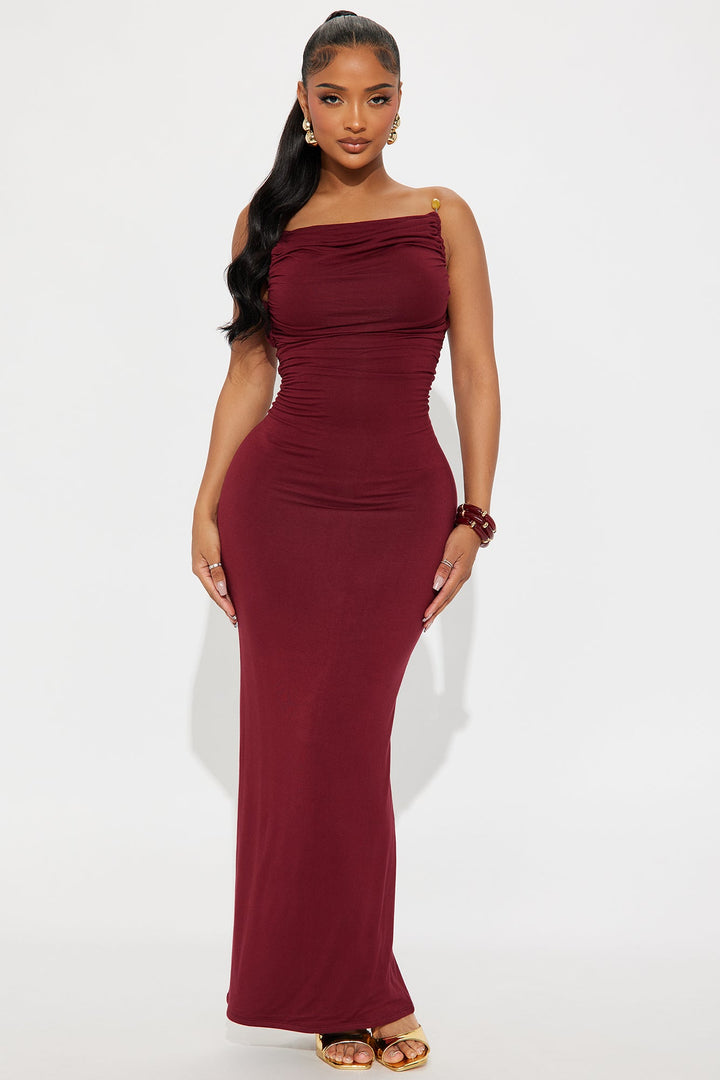 India Strapless Maxi Tube Dress - Burgundy