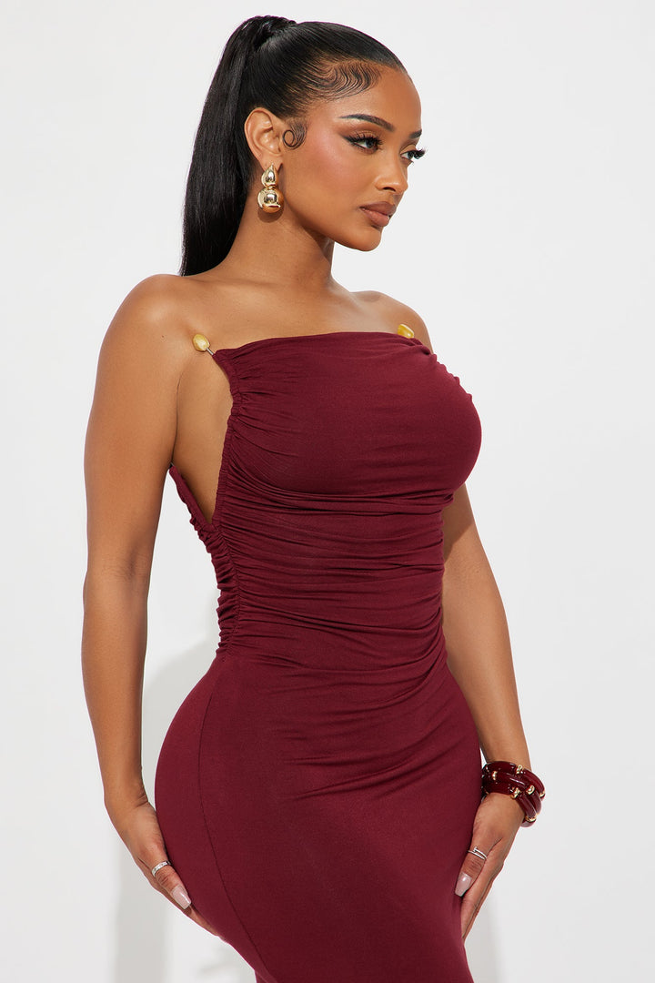 India Strapless Maxi Tube Dress - Burgundy