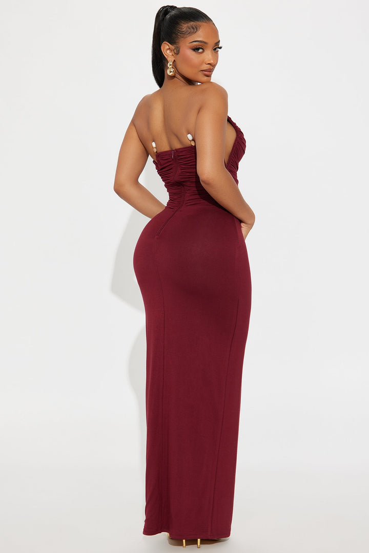 India Strapless Maxi Tube Dress - Burgundy