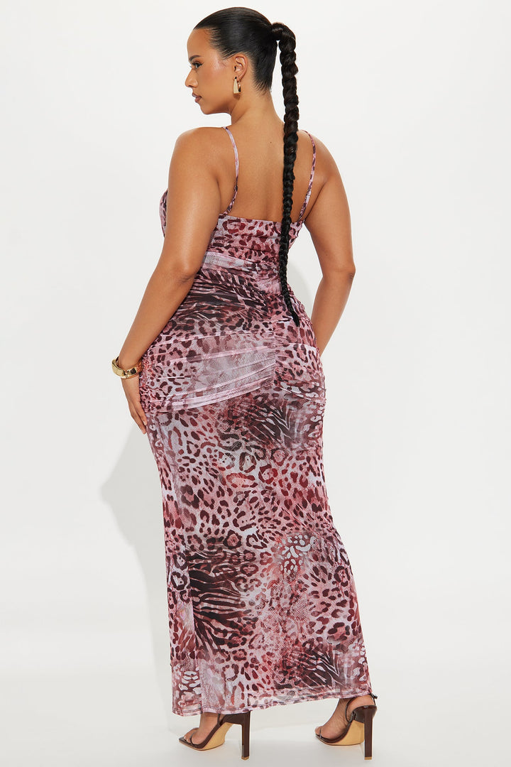 Fun And Flirty Mesh Maxi Dress - Pink/combo