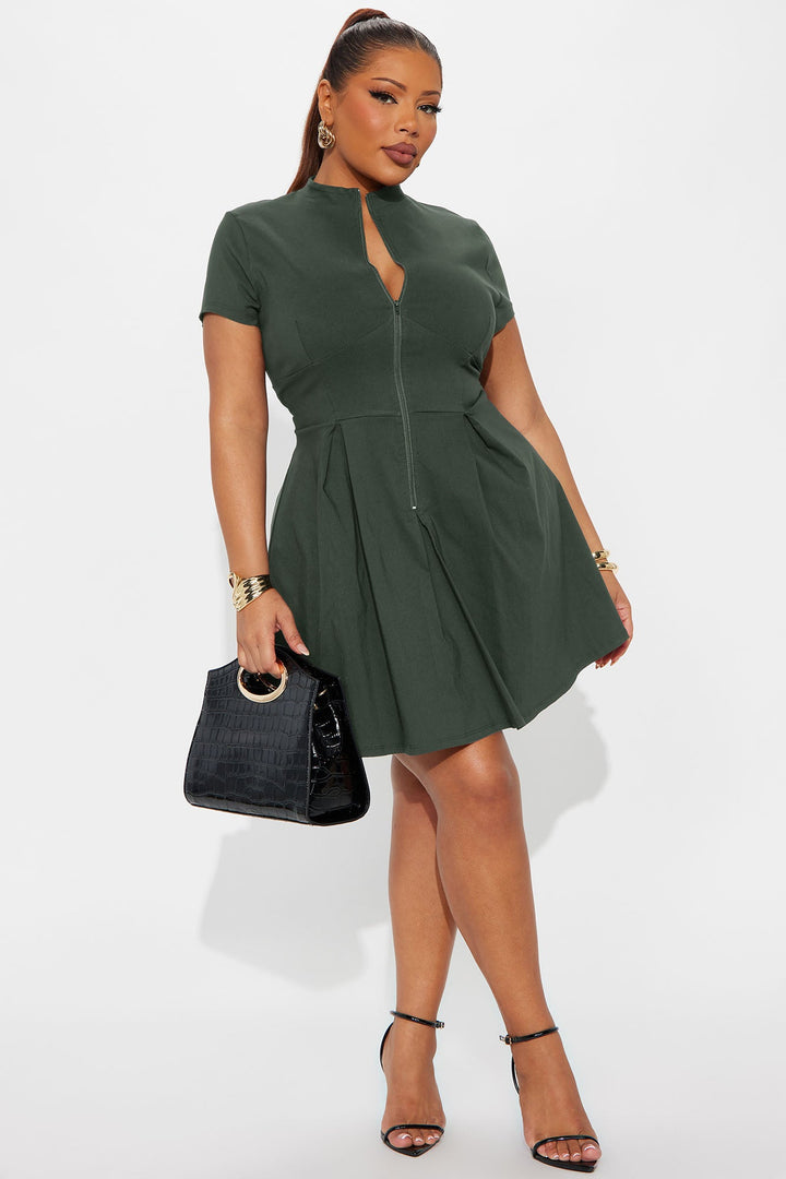 Too Busy To Care Mini Dress - Olive