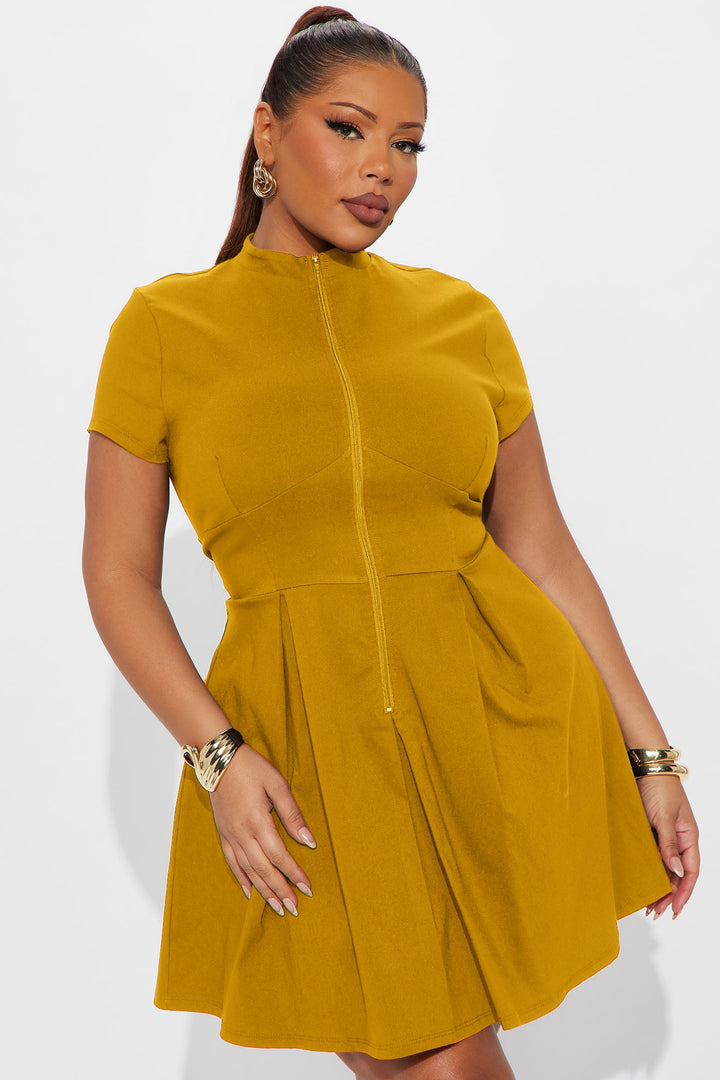 Too Busy To Care Mini Dress - Mustard