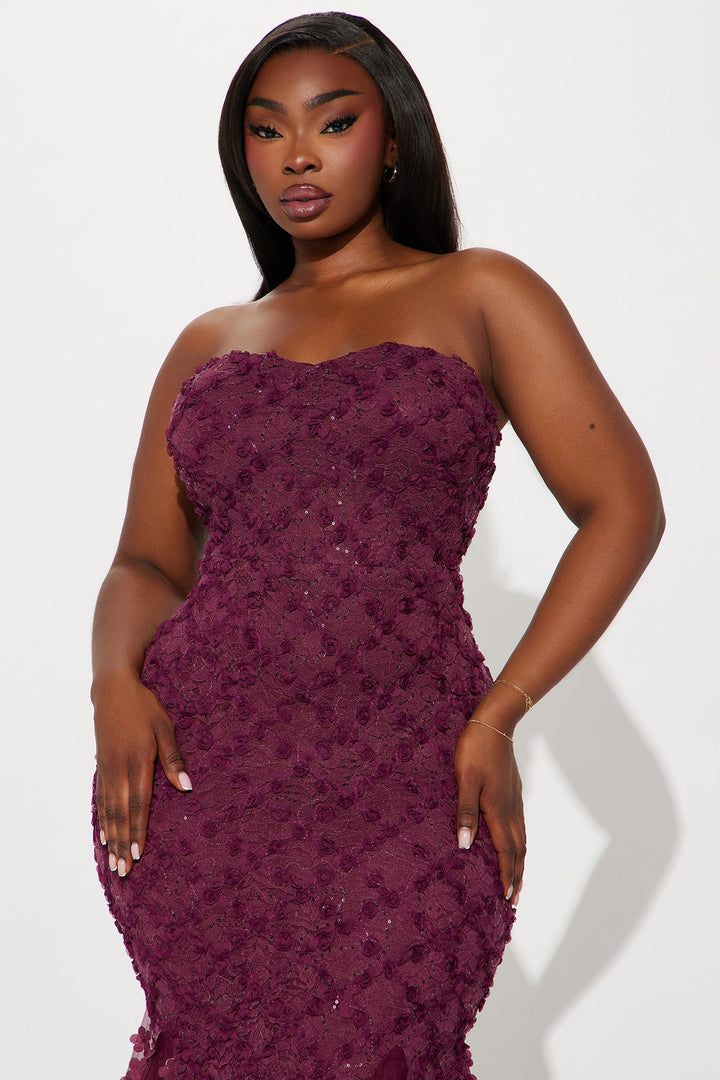 Carmen Floral Maxi Gown - Burgundy