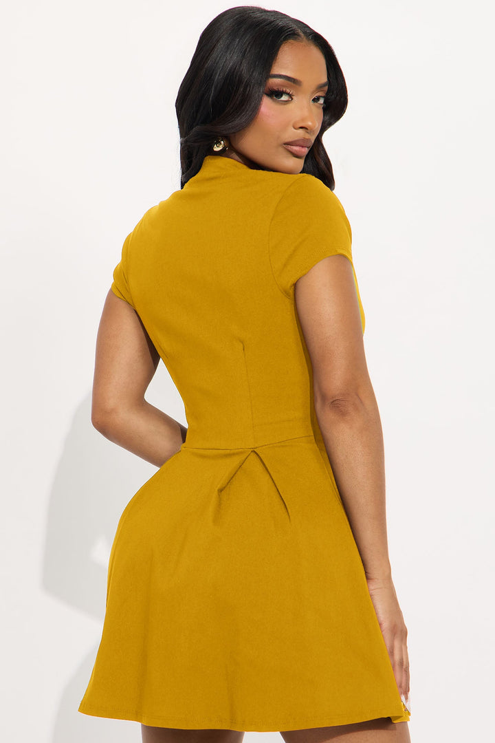 Too Busy To Care Mini Dress - Mustard
