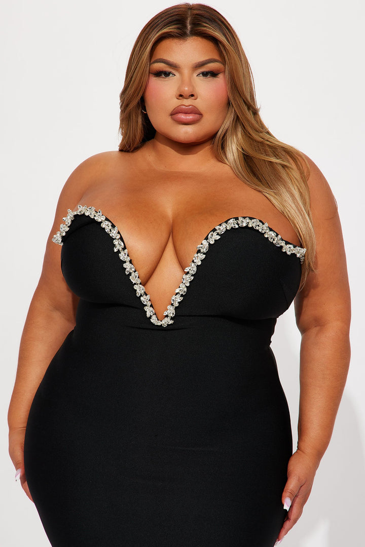 Sweetest Heart Embellished Midi Dress - Black