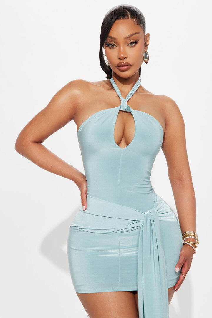 Jazmin Halter Mini Dress - Aqua